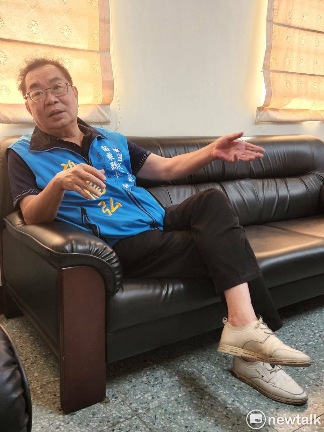 國民黨苗栗縣長候選人謝福弘解釋國民黨在苗栗長年執政的原因。 圖：黃建豪/攝