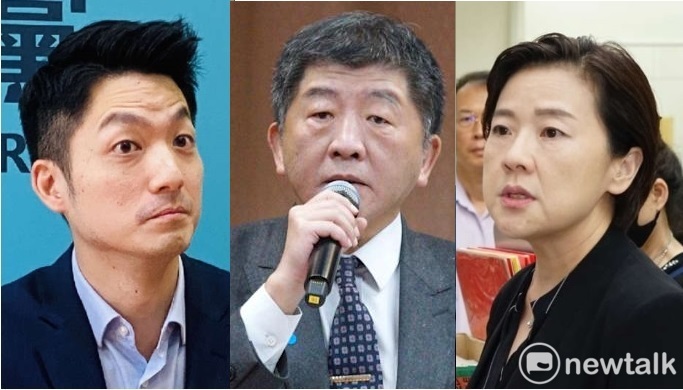 國民黨台北市長候選人蔣萬安、民進黨台北市長候選人陳時中、獲得民眾黨支持並以無黨參選台北市長的黃珊珊。 圖：新頭殼合成