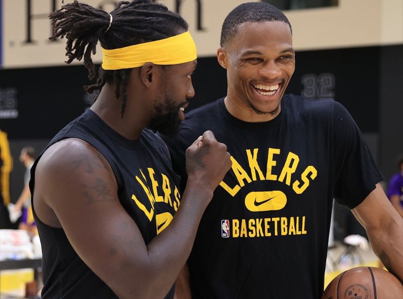 Patrick Beverley和Russell Westbrook。 圖／取自洛杉磯湖人官方推特