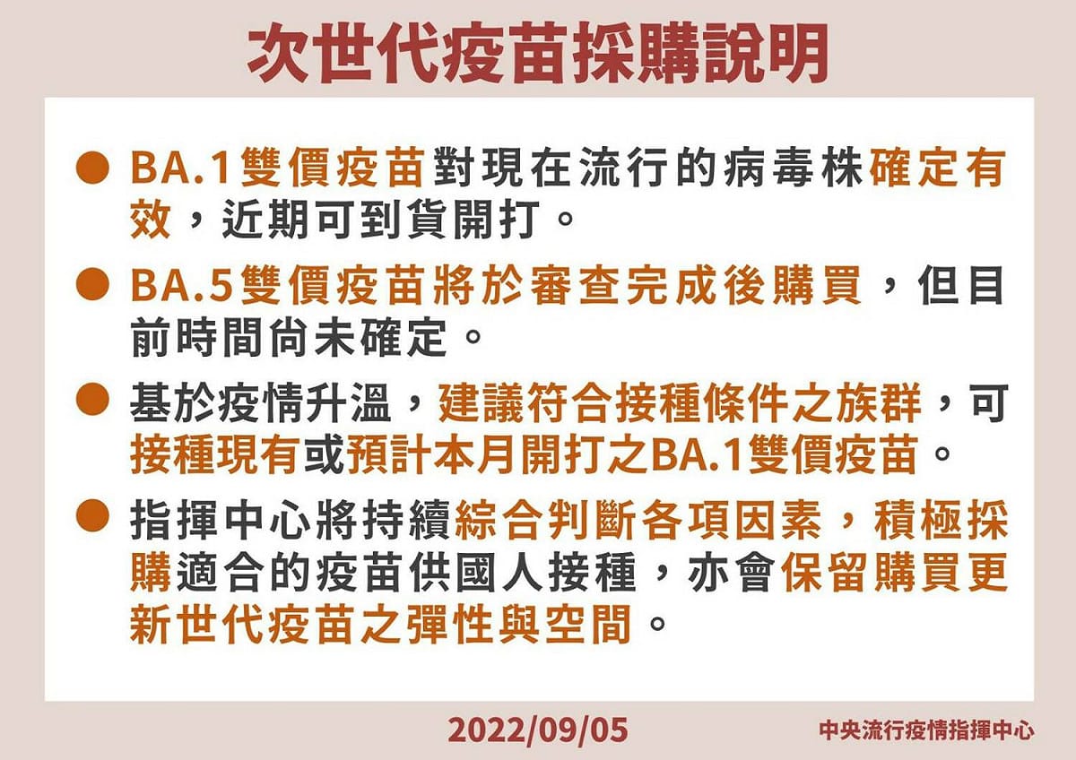 次世代疫苗採購說明。 圖：中央流行疫情指揮中心／提供