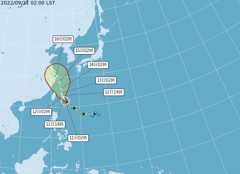 「梅花」颱風預計將影響台灣到星期三。 圖/中央氣象局