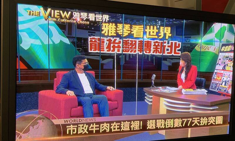 民進黨新北市長參選人林佳龍10日接受電視專訪回應條件交換傳聞。 圖：林佳龍競辦提供