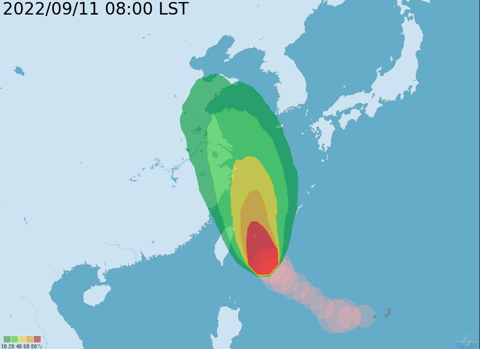 中颱梅花發海警，東北海域列為警戒區。 圖/中央氣象局