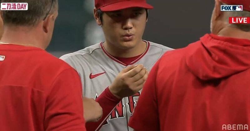 大谷緊急退場。 圖／ABEMA