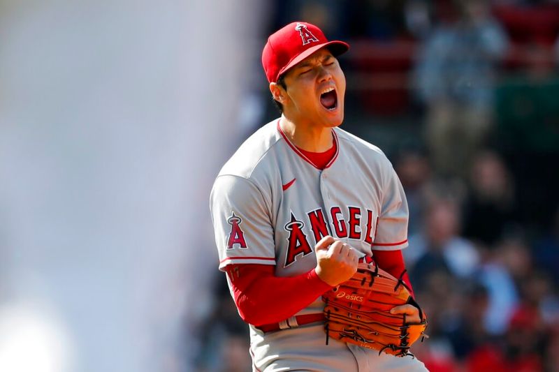 大谷翔平狂吼。 圖／美聯社／達志影像