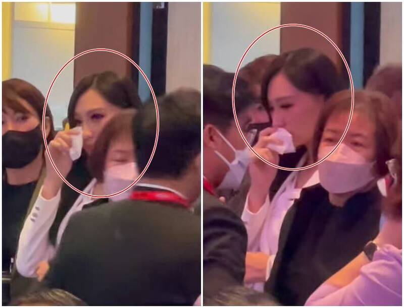台灣選美佳麗高曼容因為中國打壓不能上台，在台下難過落淚。 圖：翻攝余宛如臉書