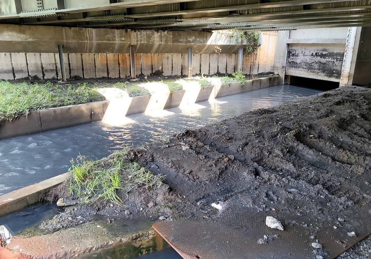 萬福廣場下方水閘門即日起至9月21日，24小時開啟排水。 圖：新北市水利局提供