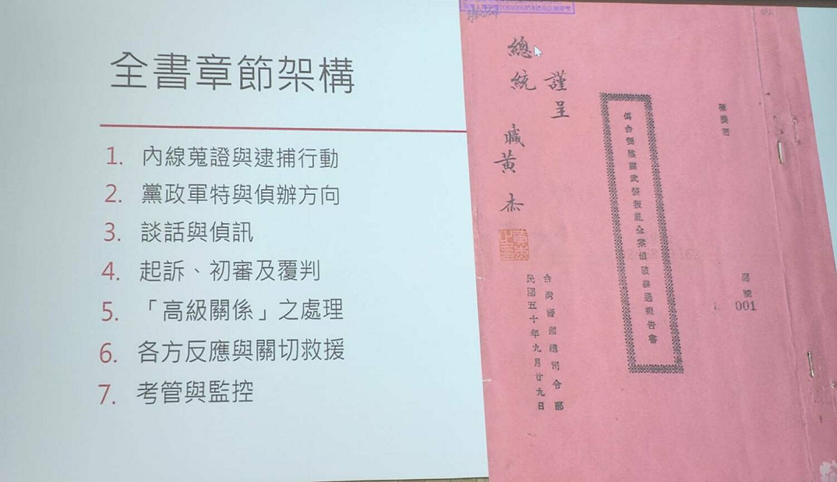 蘇東啟案史料彙編文章架構。 圖: 國史館提供
