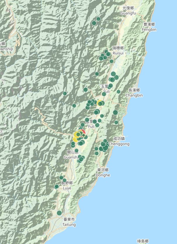 中央氣象局局長鄭明典今(19)日於臉書發布最近100次地震紀錄。 圖：翻攝自鄭明典臉書
