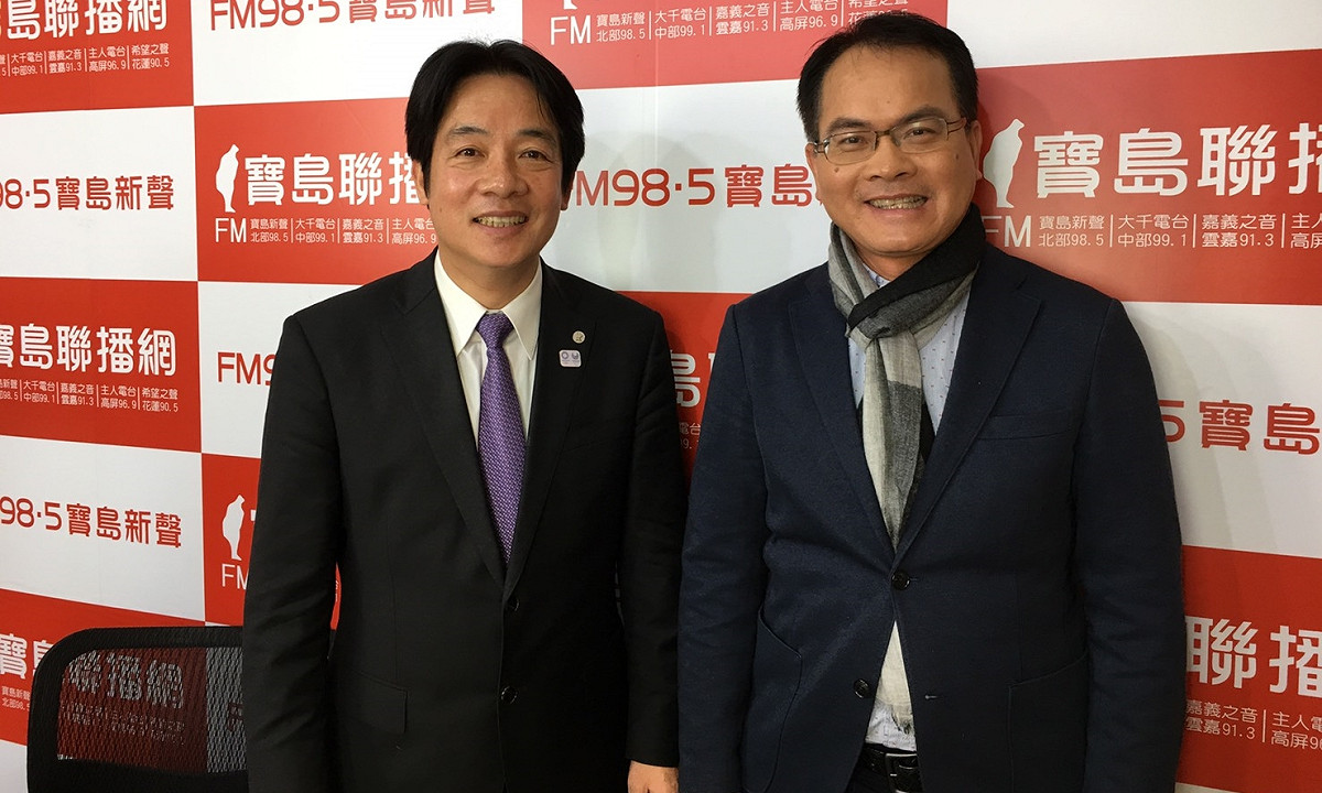 台南市長賴清德接受《寶島聯播網》主持人鄭弘儀訪問。 圖：寶島聯播網提供