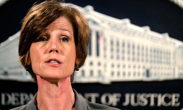 和美國總統川普(Donald Trump)唱反調的美國代理司法部長葉慈(Sally Q. Yates)已遭開除。 圖：達志影像/美聯社