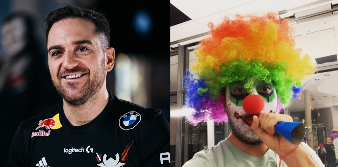 G2老闆Carlos時常在Twitch開台玩遊戲、社群媒體上與網友互動，之前還在推特上扮小丑，圖片遭到許多網友惡搞和二創做成迷因，受到許多粉絲喜愛。 圖：翻攝自RedBull採訪影片、G2 esports臉書