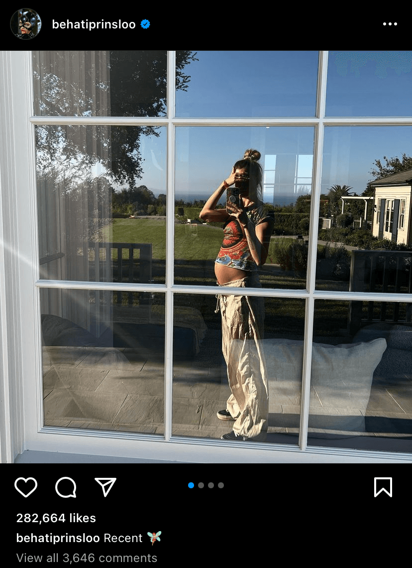諷刺的是，他的妻子幾天前才剛和大家分享孕肚照。 圖：翻攝自Behati Prinsloo Levine IG