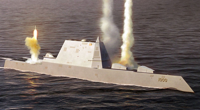 美國海軍朱瓦特級導彈驅逐艦首艦朱姆沃爾特號（USS Zumwalt, DDG-1000）發射導彈。 圖 : 翻攝自Commons.wikimedia.org