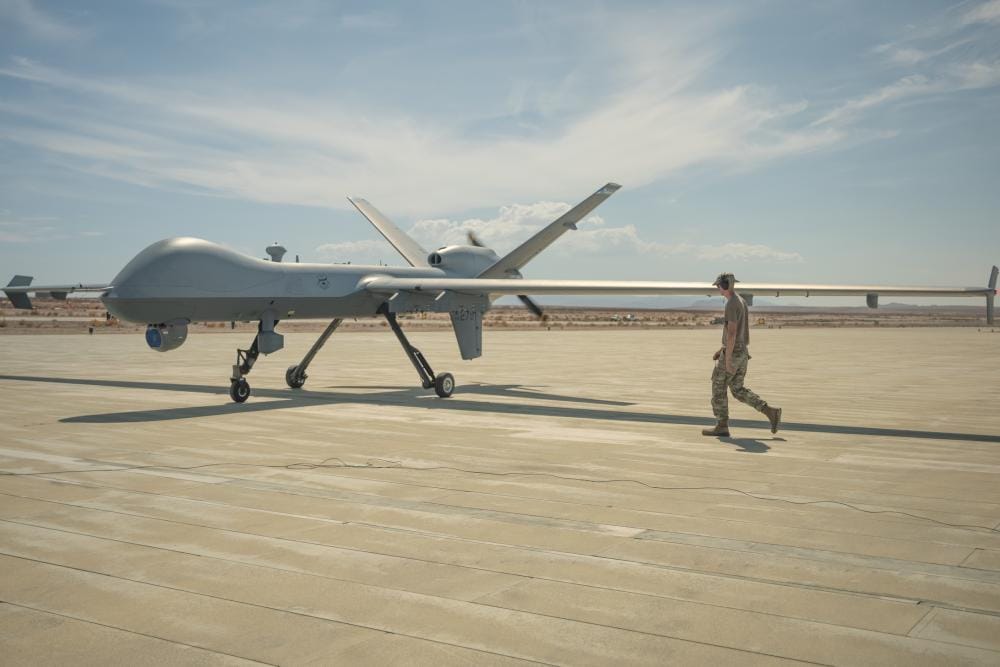 美軍MQ-9 「收割者」無人偵察機。 圖：翻攝美國海軍陸戰隊(資料照片)