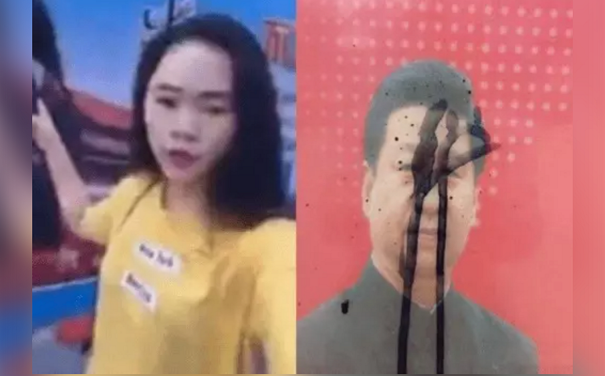 中國女子董瑤瓊因向習近平畫像潑墨而被中國當局三度送入精神病院，與外界失聯超過一年後 圖：取自保護衛士網頁 safeguarddefenders.com