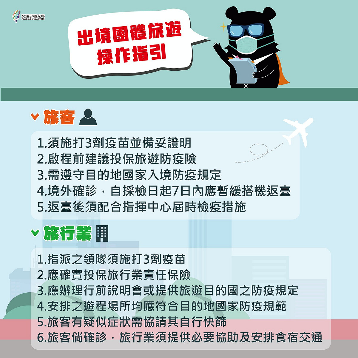 出境團體旅遊指引。 圖：交通部觀光局/提供