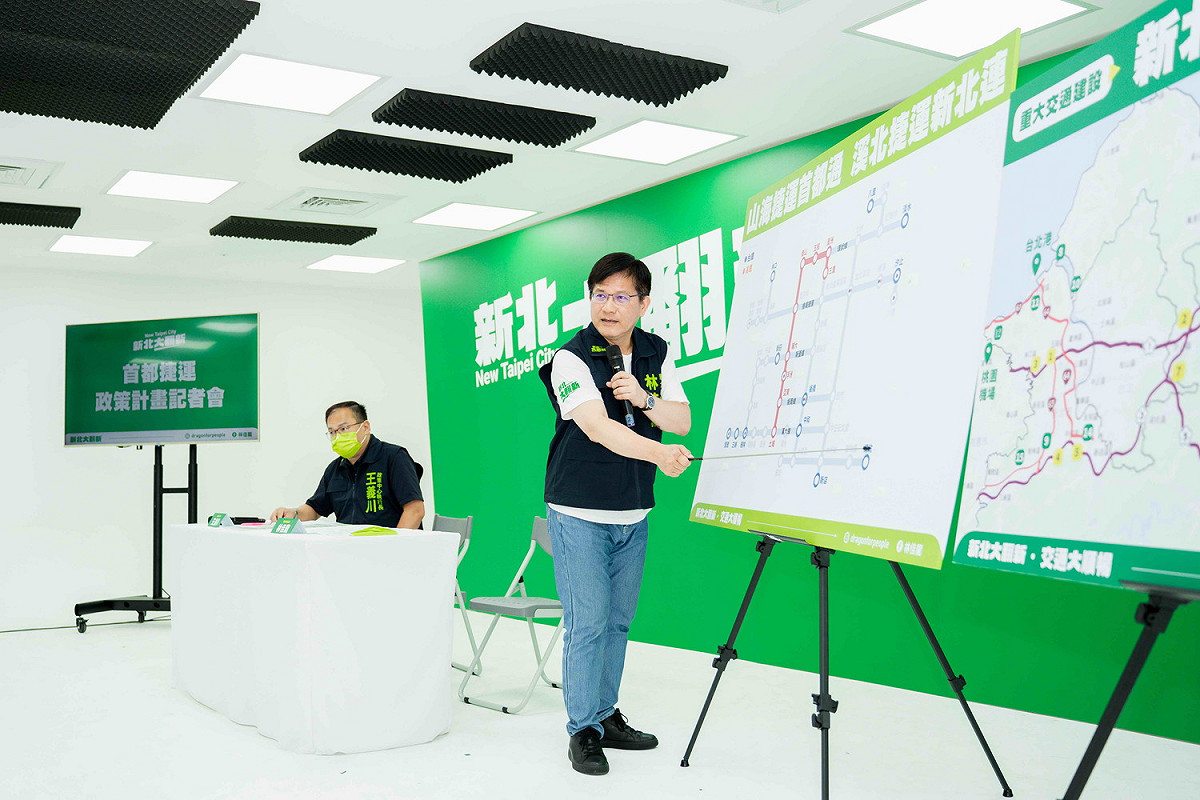 林佳龍日前提出首都捷運政見，包括要把五股泰山輕軌提升中運量。 圖：林佳龍選辦提供