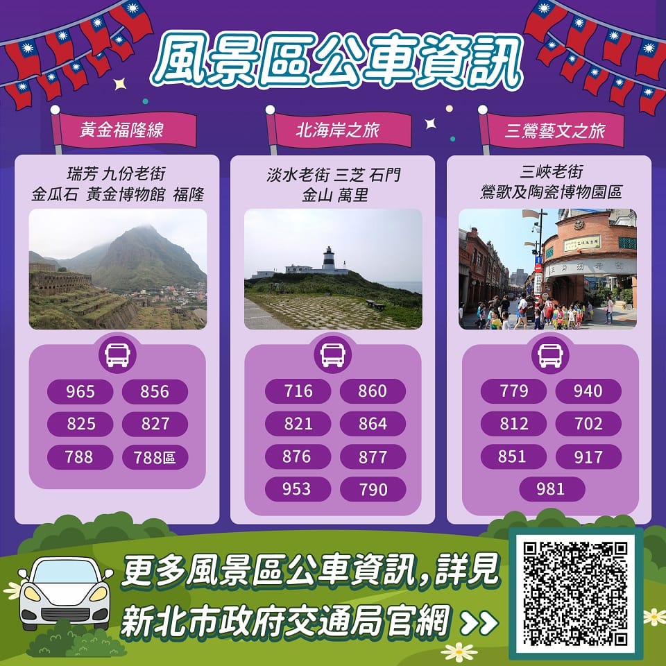 風景區公車資訊。 圖：新北市交通局提供