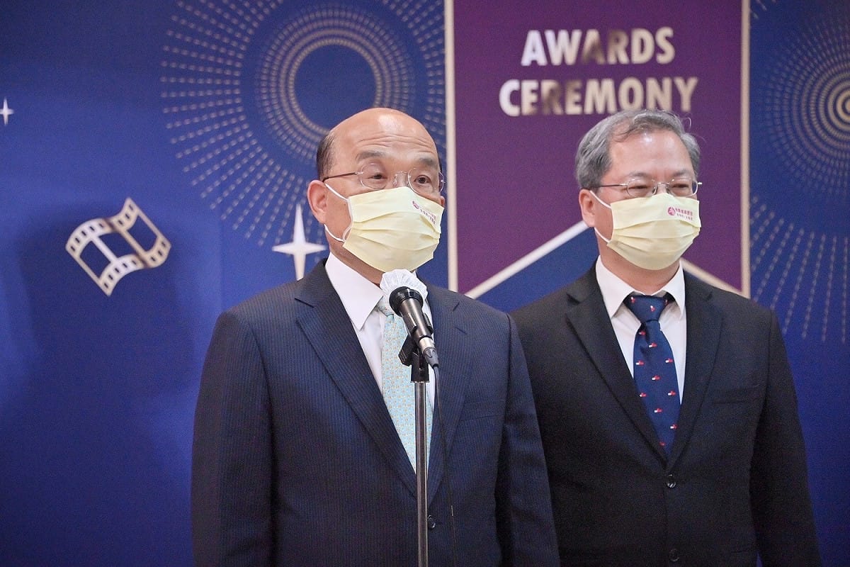 行政院長蘇貞昌今（5）天下午出席第19屆機關檔案管理金檔獎暨金質獎頒獎典禮前受訪。 圖：行政院提供