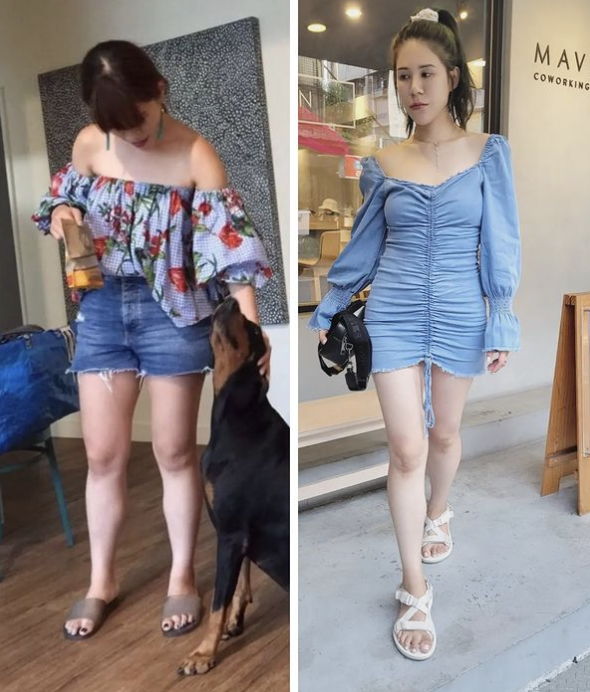 網紅丹妮婊姐透露分享瘦腿成效對比照，驚人效果網敲碗教學。 圖：翻攝自丹妮婊姐IG