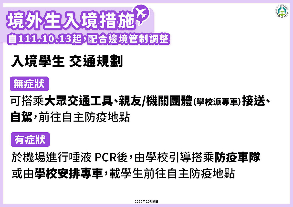 境外生10/13入境措施 4 圖：中央流行疫情指揮中心/提供