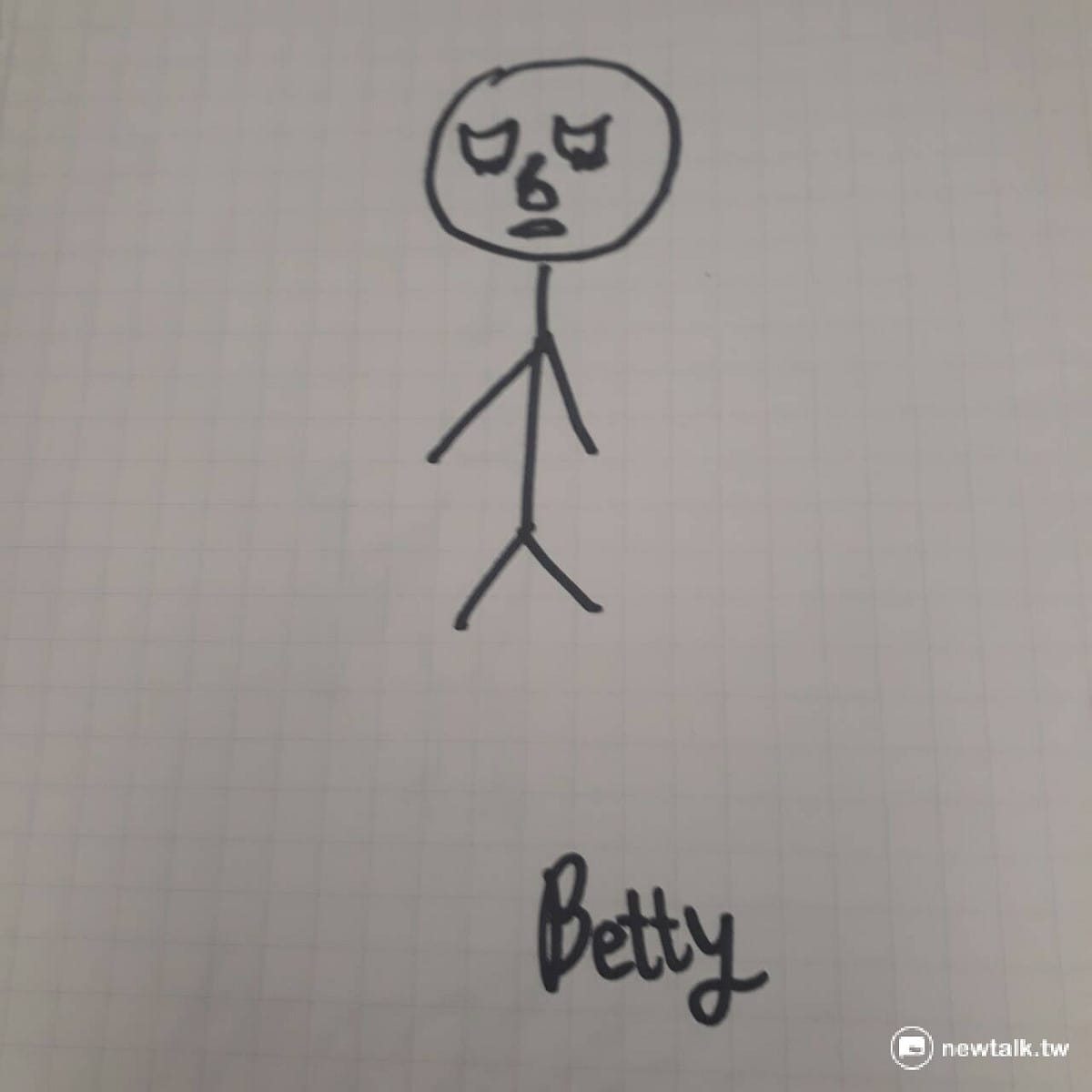 這是訪問後，Betty選手畫的英雄，有猜到是誰嗎？沒錯，是愛哭的英雄『阿姆姆』！據說繪畫的精髓神韻在『眼睛』的部分，各位粉絲猜對了嗎？ 圖：蔡幸秀/攝