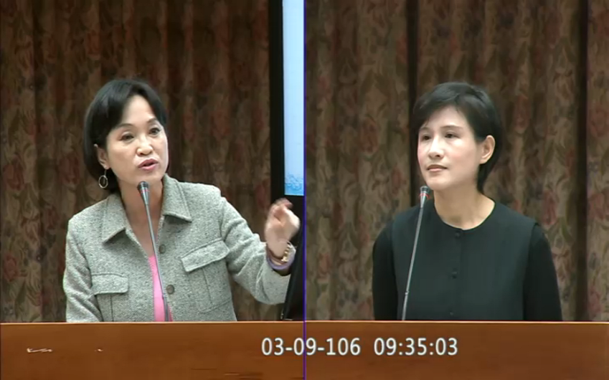 國民黨立委柯志恩9日質詢文化部長鄭麗君時質疑，中正紀念堂轉型的諮詢小組的成員背景太過單一，「像是同溫層在講話」。 圖：翻攝自立法院ivod