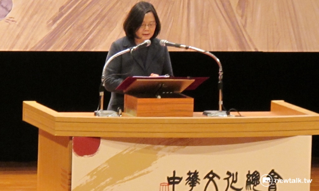 新任文化總會會長蔡英文9日揭示未來團對三個工作目標。 圖：林朝億/攝