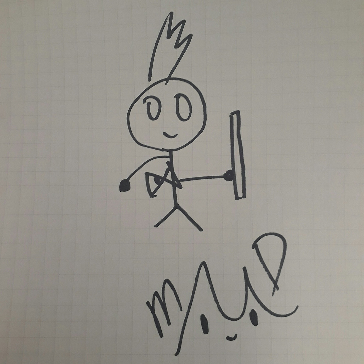 在看過隊友的繪畫表現後，MMD嗤之以鼻，簡單幾筆便畫出他最喜歡的角色「艾克」的神韻、道具與招牌髮型，展現出MMD在閃電狼中出類拔萃的繪畫能力。 攝影：蔡幸秀攝