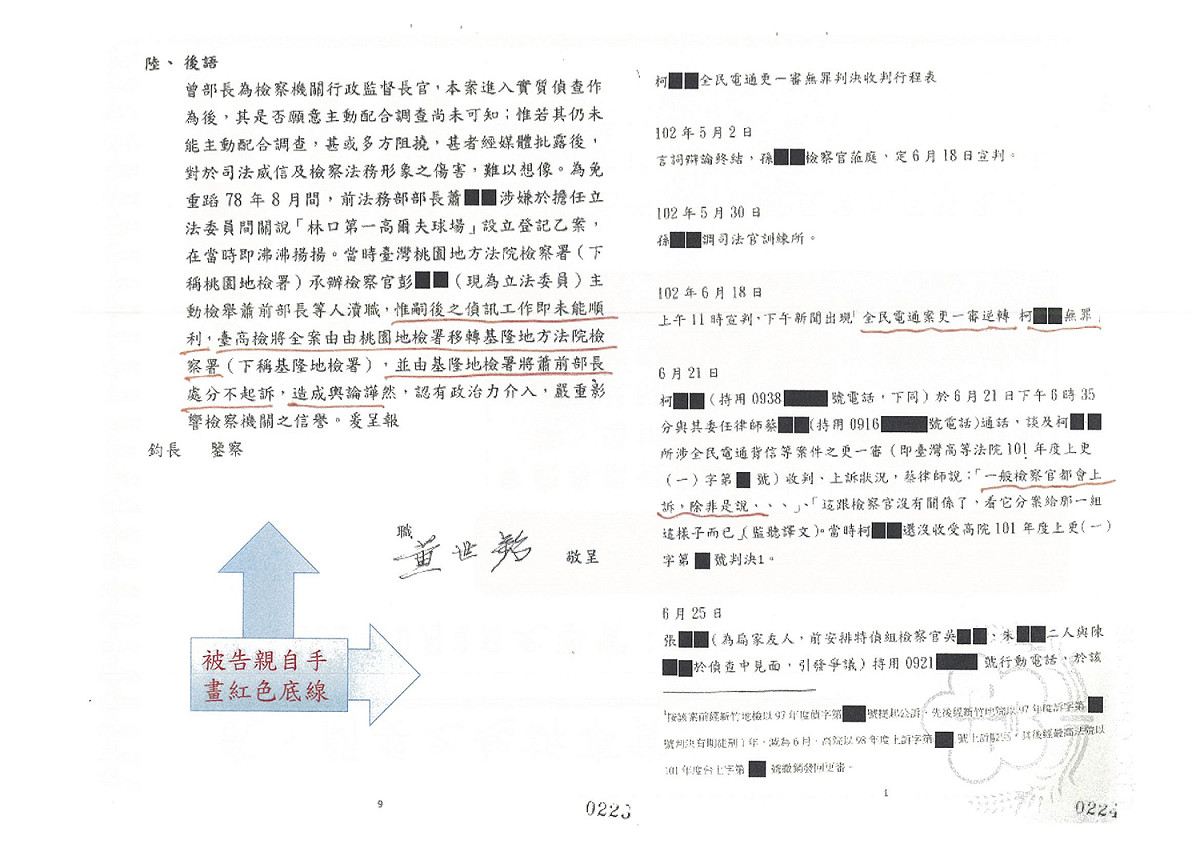 馬英九送交檢方的「專案報告」內容。 圖：翻攝自地檢署簡報。