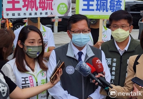 鄭文燦表示目前民調趨勢很明顯，「張善政民調是平的，鄭運鵬是微幅領先」，相信未來會慢慢拉開差距。 圖：林昀真／攝