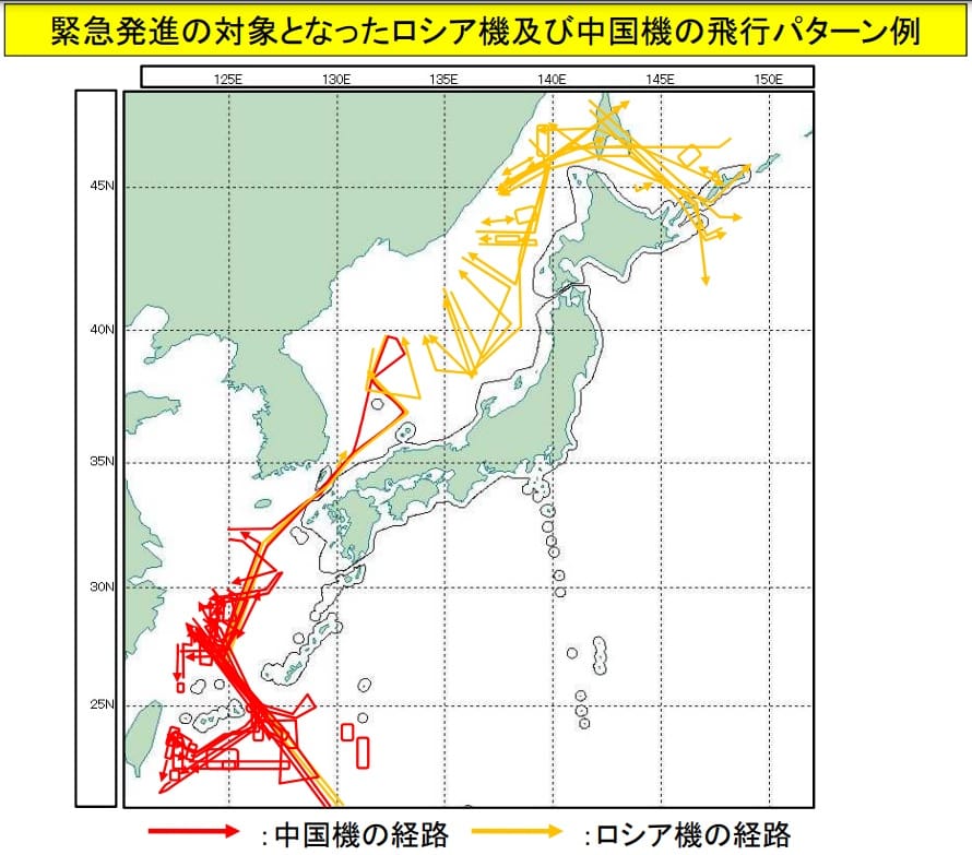 日本防衛省統合幕僚監部發布2022財年上半年航空自衛隊「緊急發進」統計數據，應對解放軍出動340次，佔76%，數量最多。 圖：翻攝統合幕僚監部官網