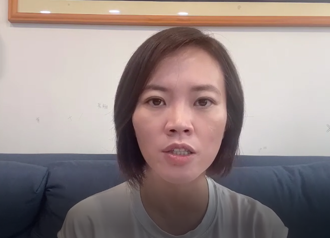 簡舒培指出，蔡壁如說自己沒有抄襲的意圖，卻有抄襲的事實，「難道你是靈肉分離嗎」，並質疑，「蔡壁如，這本論文是你自己寫的嗎」。 圖：擷自簡舒培提供影片