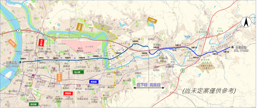 捷運民生汐止線規劃圖。 圖：取自台北市捷運工程局
