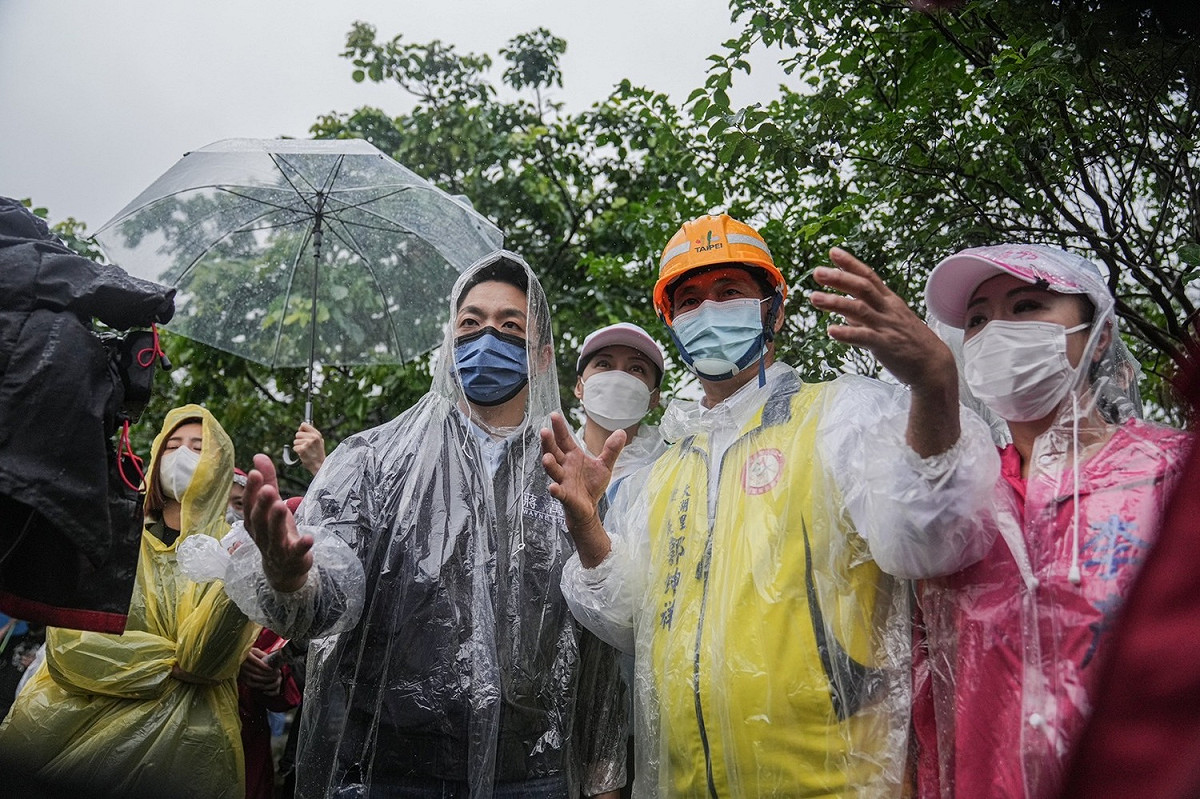 國民黨台北市長參選人蔣萬安赴內湖大溝溪生態治水園區勘查。 圖：蔣萬安競選辦公室/提供
