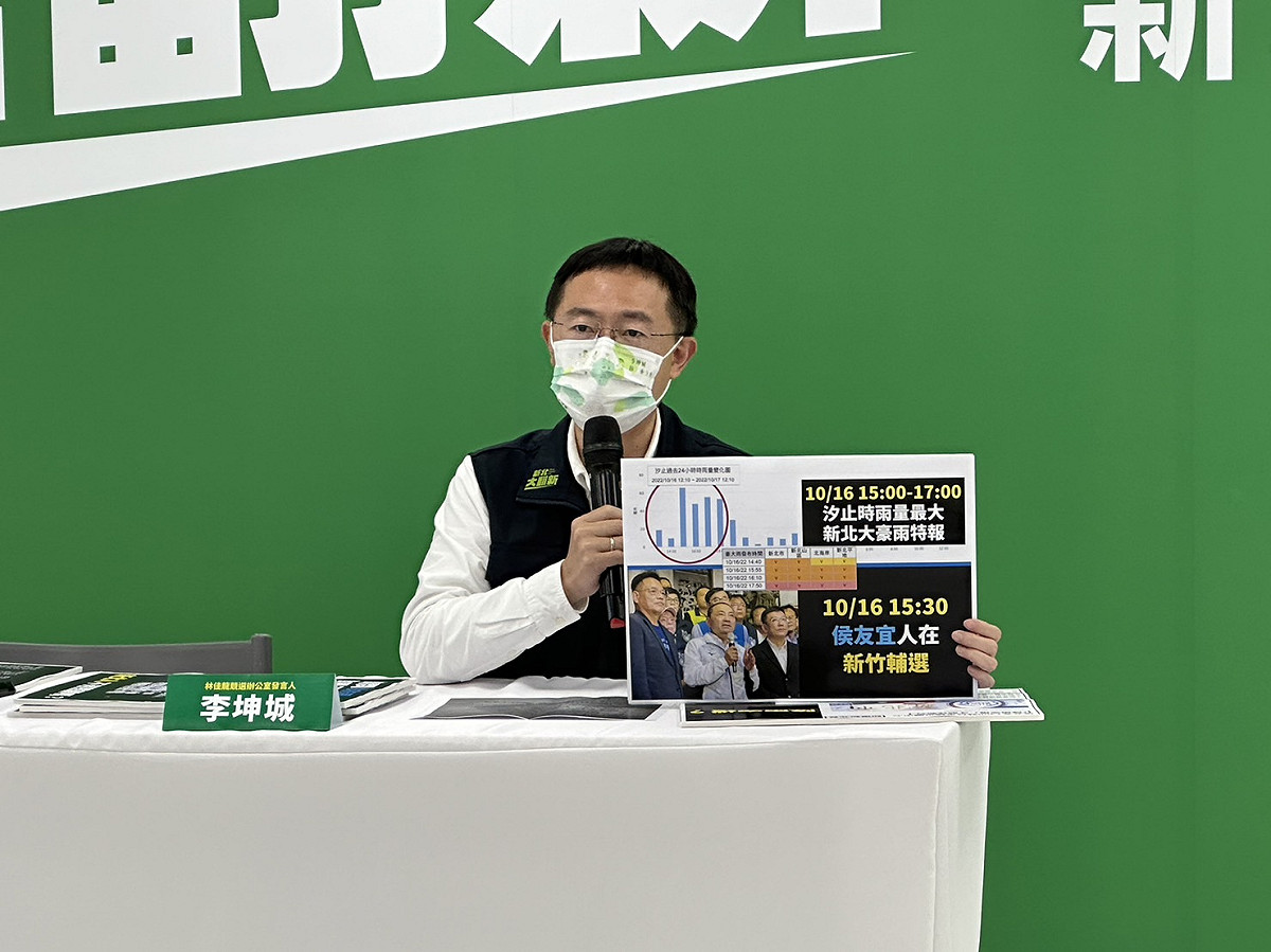 李坤城表示，侯友宜假如連任，會不會丟下新北市落跑選總統，才是這場選戰的焦點。 圖：林佳龍競辦／提供