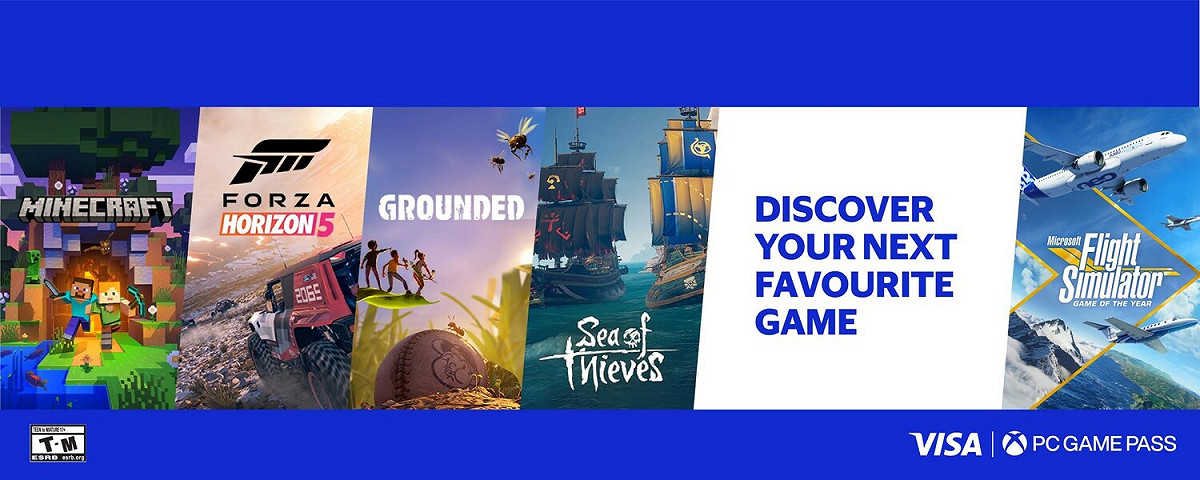新玩家只要透過 Visa 信用卡或金融卡訂閱 PC Game Pass，即可免費三個月暢玩數百款遊戲 圖：台灣微軟/提供