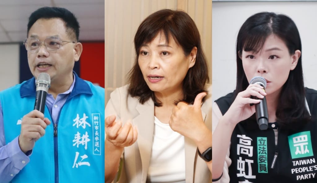 今年新竹市長選情超熱，甚至超過六都。抽籤為林耕仁3號(左)、沈慧虹5號(中)、高虹安6號(右)。 圖：張良一/攝、翻攝自林耕仁、高虹安臉書