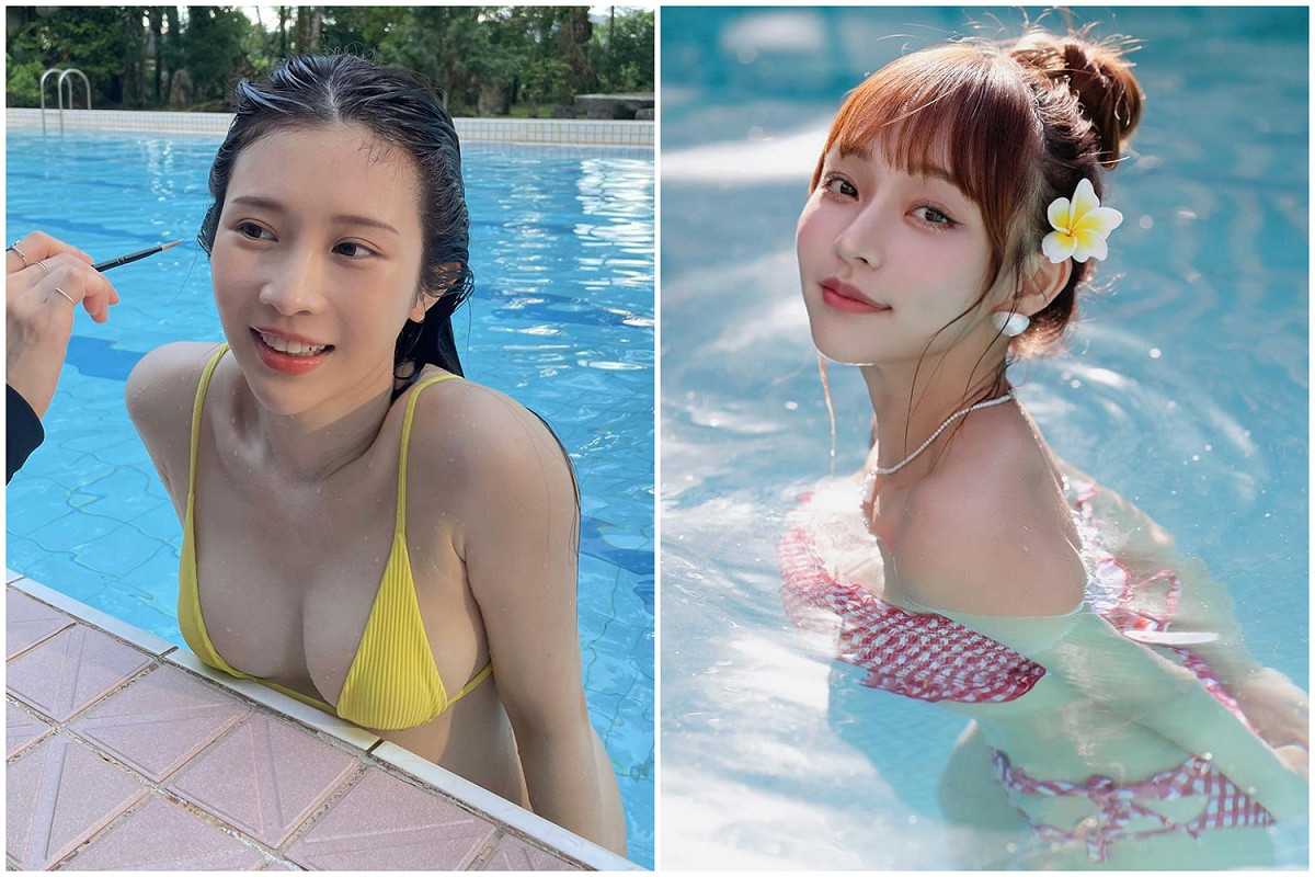 林襄(右)、雞排妹(左)近來推出寫真集。 圖：翻攝自臉書/鄭家純、林襄
