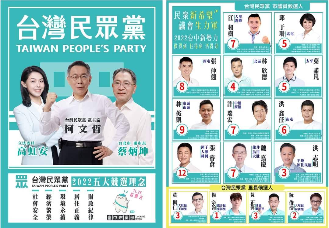 民眾黨在台中市提名11位市議員候選人。 台灣民眾黨/提供