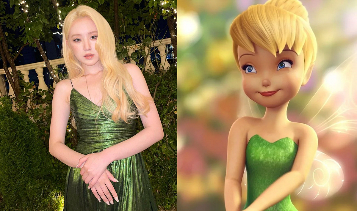 其中一張身穿綠色禮服的她，造型意外撞臉動畫奇妙仙子。 圖：翻攝自舒華IG