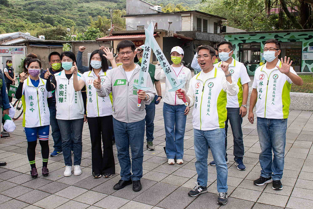 民進黨新北市長候選人林佳龍和宜蘭縣長候選人江聰淵首度合體，大談觀光政策。 圖：林佳龍選辦提供