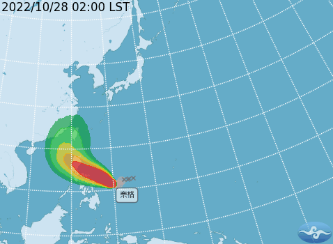 氣象專家吳德榮表示，輕颱「奈格」目前位於菲律賓東方海面，有增強為中颱的趨勢。 圖：翻攝自中央氣象局
