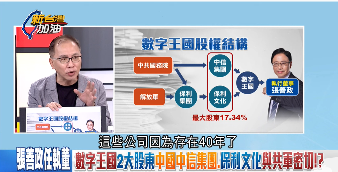 數字王國股權結構。 圖：擷自新台灣加油YouTube