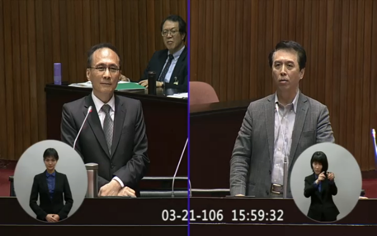 針對行政院提出「前瞻基礎建設計畫」將投入近1兆預算，國民黨立委陳學聖質疑，大舉興債做地方建設，但卻不斷高喊年金破產？ 圖：翻攝自立法院ivod。