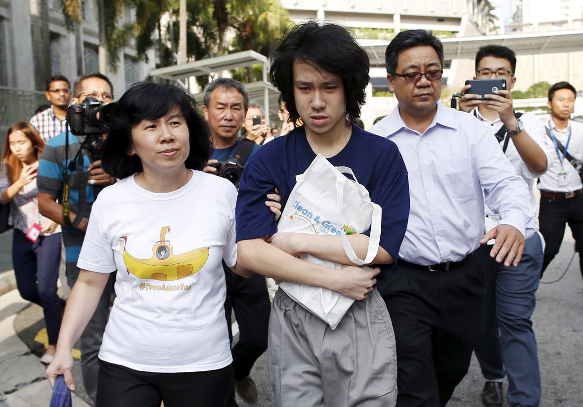 新加坡少年余澎杉(Amos Yee)因政治言論受到政治迫害，美國准許給他政治庇護。

 圖：達志影像/路透社