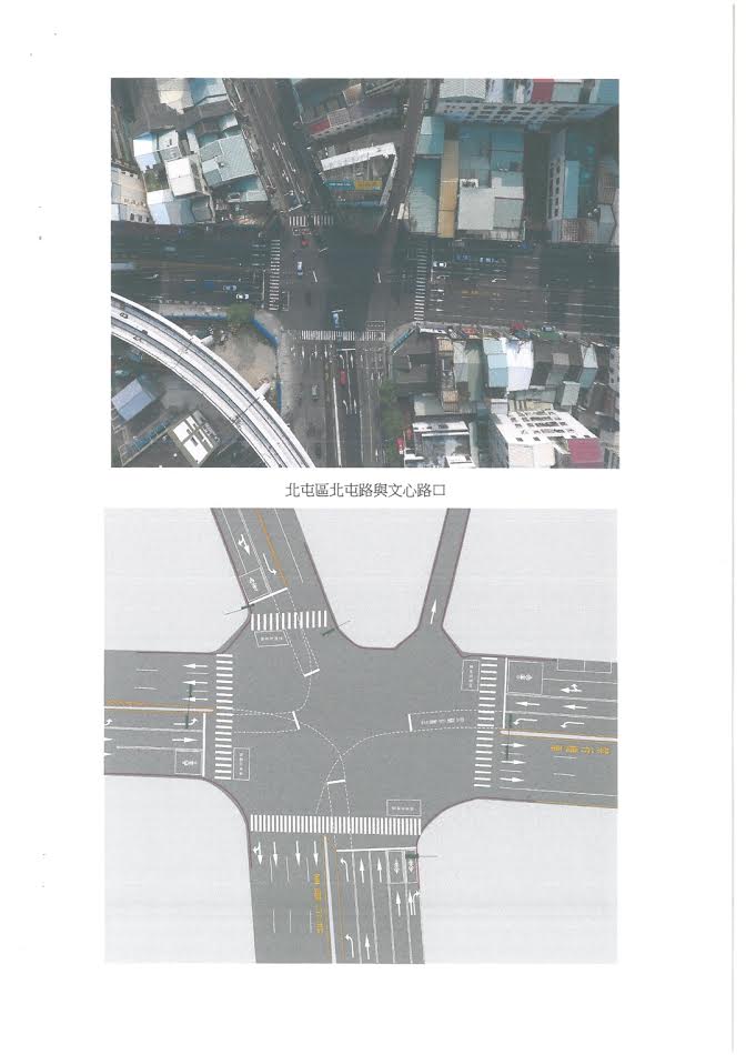 台中市北屯區北屯路與文心路口空拍圖，台中市警局創下全國先例用空拍機來協助管理交通。 圖:台中市警局堤供