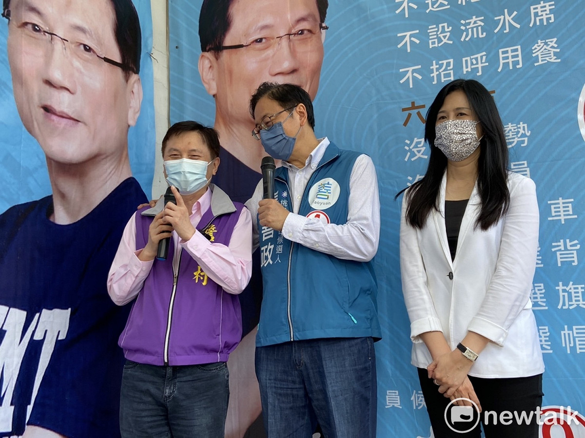 詹江村競總今成立，上午邀請張善政幫忙站台助講。 圖：林昀真／攝