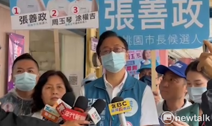 張善政質疑現在選舉期間傳出台積電落腳龍潭的消息是別有用心。 圖：林昀真/攝